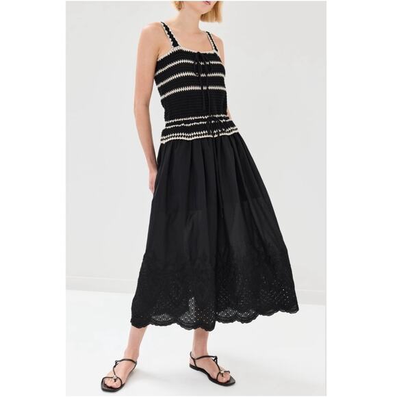 TUCKERNUCK EN Saison Lucia Crocheted Black White Midi Dress NWT Size Small - Picture 4 of 8